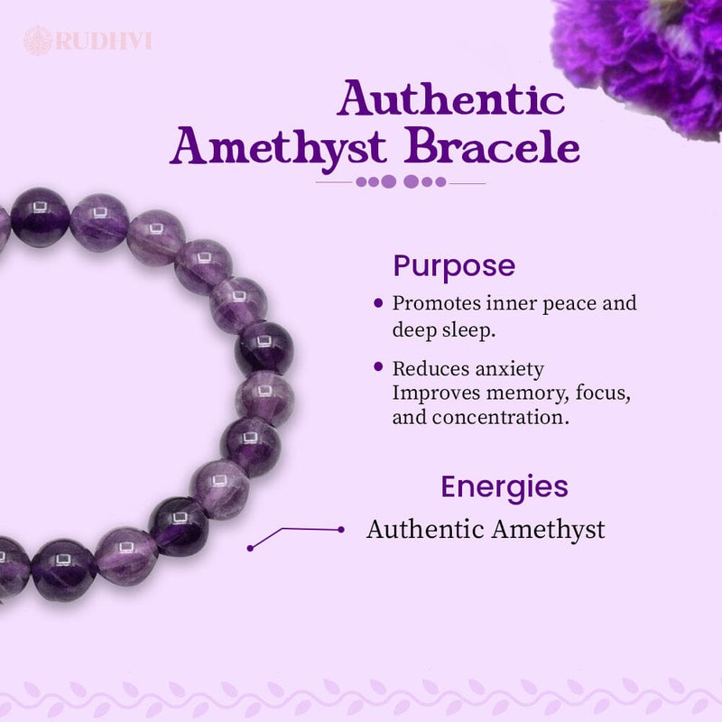 Amethyst stone bracelet by Rudhvi – natural crystal for calmness and emotional healing