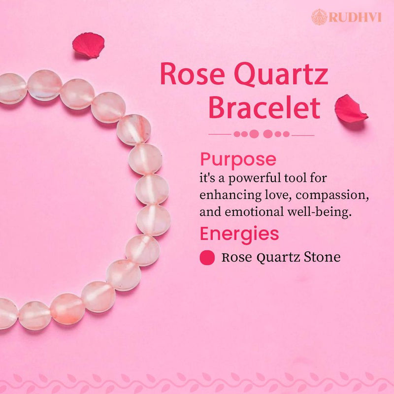 Rose Quartz Bracelet – Healing Crystal for Love, Self-Care & Emotional Balance | Rudhvi