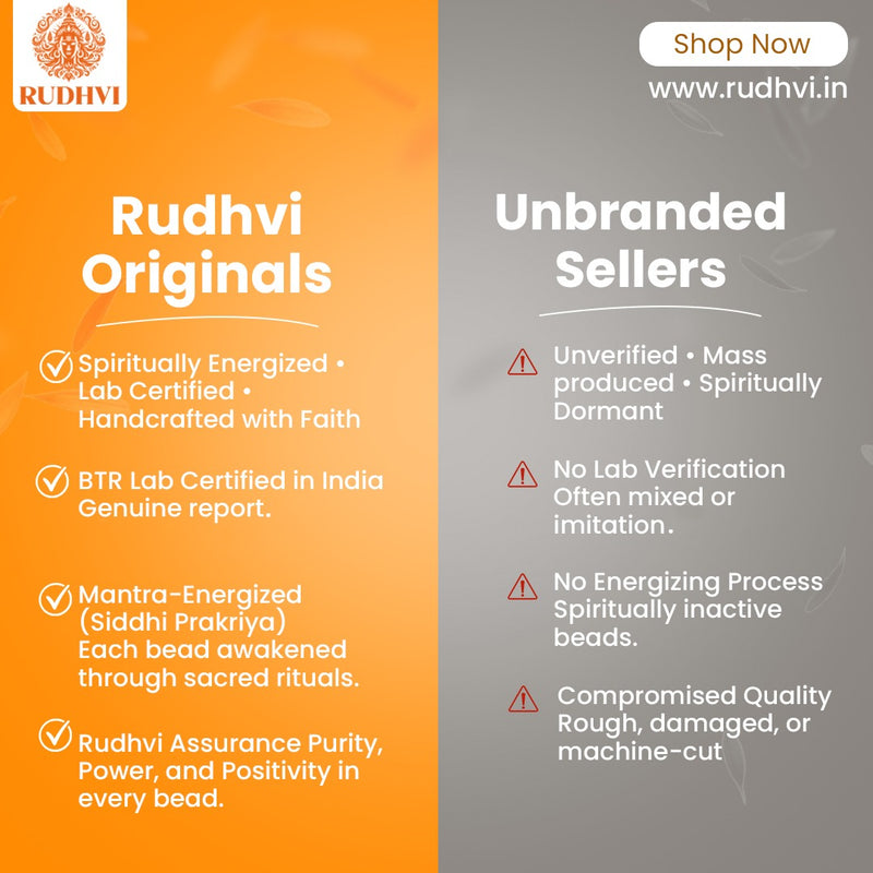 Comparison chart between Rudhvi Originals and Unbranded Sellers on an orange and gray background.