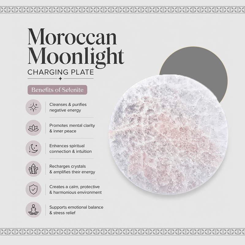 Original Moroccan Selenite Charging Plate for Crystal Cleansing & Energy Charging