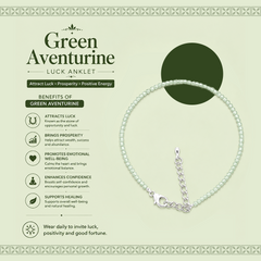 Natural Green Aventurine Crystal Anklet – Adjustable Luck & Prosperity Anklet