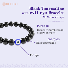 Black Tourmaline Evil Eye Bracelet Features – Positivity, Protection & Grounding – RUDHVI