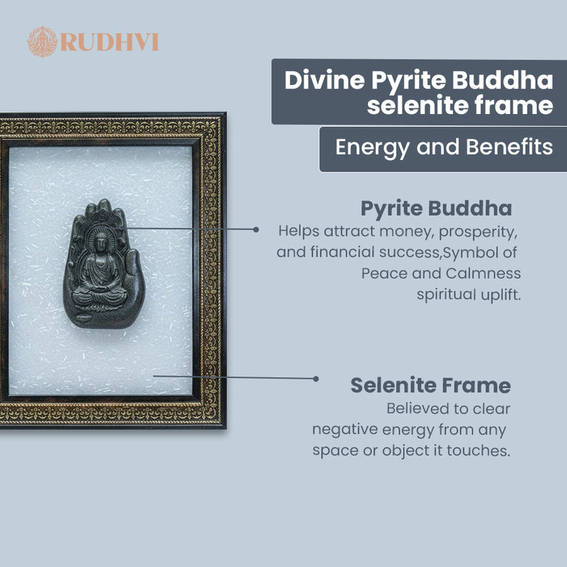 Pyrite Buddha on Selenite Frame | Rudhvi