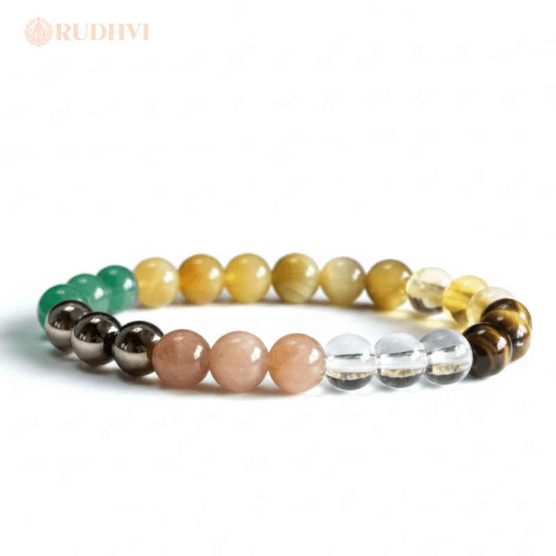 Healing bracelet with Citrine, Tiger Eye & Pyrite – attract opportunities-Rudhvi