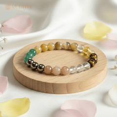 Business Success Bracelet by Rudhvi – Citrine, Pyrite, Tiger Eye & Sunstone for wealth and success-Rudhvi