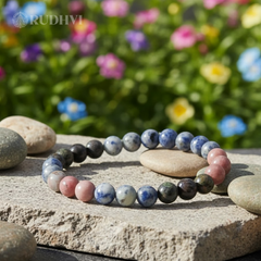 Rudhvi Calm & Focus Bracelet for Men with Sodalite, Bloodstone and Rhodochrosite