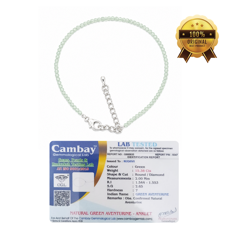 Natural Green Aventurine Crystal Anklet – Adjustable Luck & Prosperity Anklet
