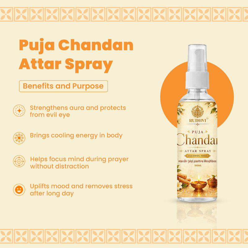 Rudhvi Puja Chandan Attar Spray 100ML for Puja Room & Meditation