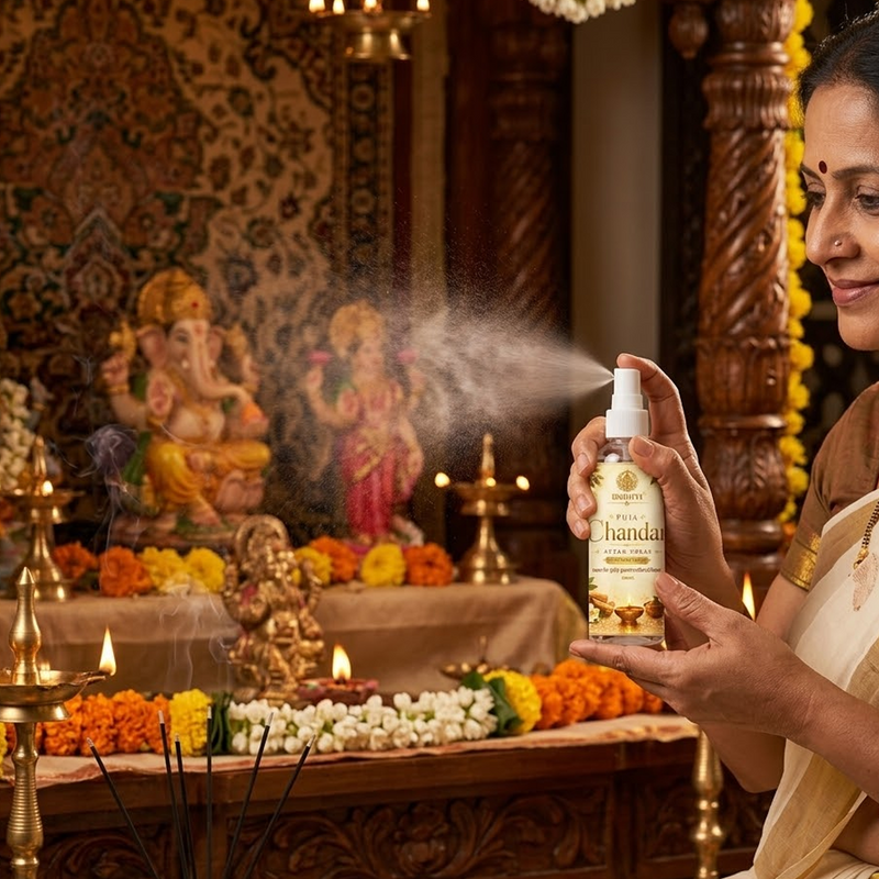 Rudhvi Puja Chandan Attar Spray 100ML for Puja Room & Meditation