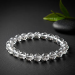 Clear Quartz round bead bracelet for clarity and positive energy – Rudhvi.