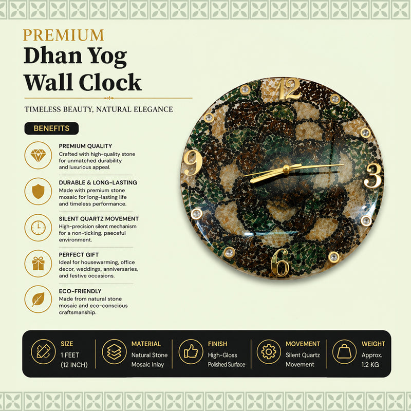 Premium Dhan Yog Wall Clock for Wealth & Luxury Decor