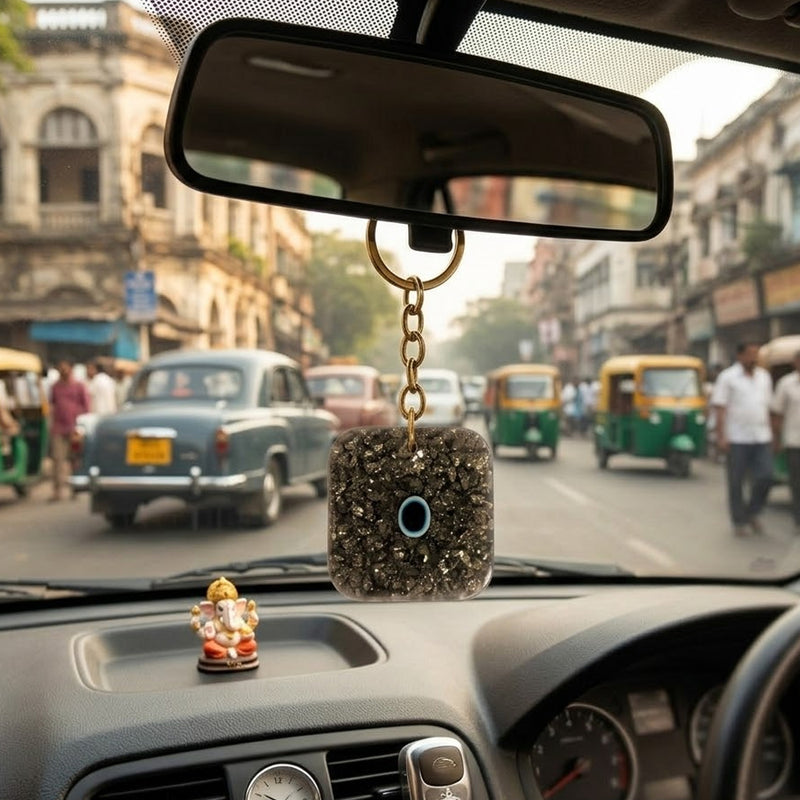 Evil Eye Pyrite Protection Keychain – Positive Energy & Daily Protection