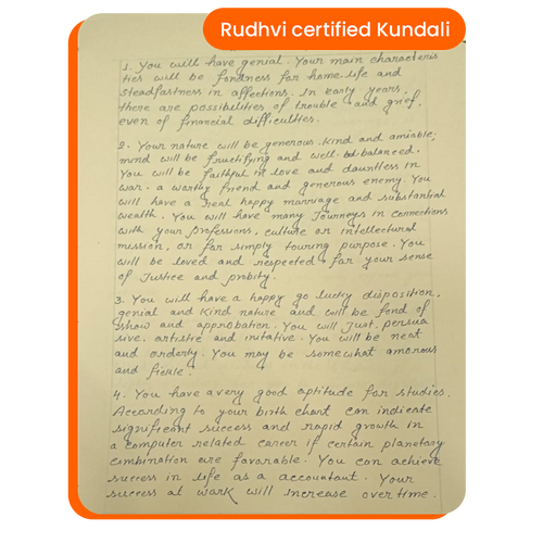 Masked sample page from a handwritten Mini Kundali