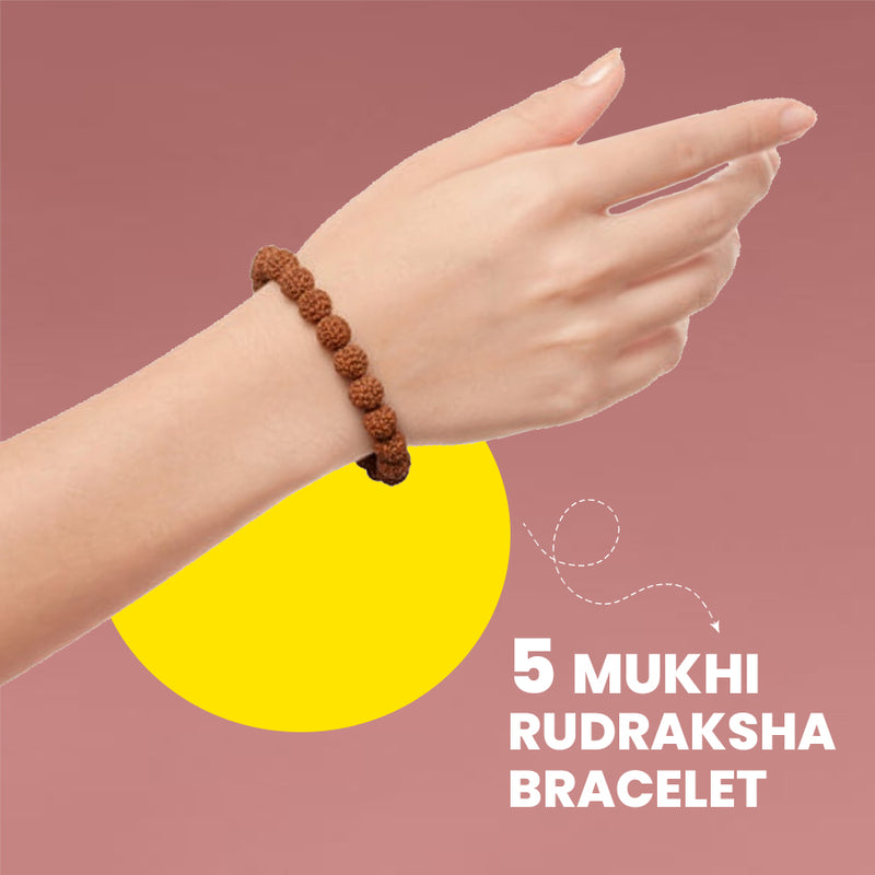 Rudhvi 5 Mukhi Rudraksha Bracelet  for Wellness-Rudhvi