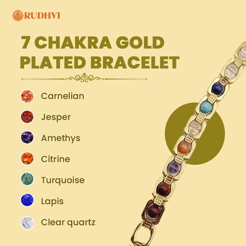 7 Chakra Gold Plated Bracelet for Balance, Energy & Positive Vibes