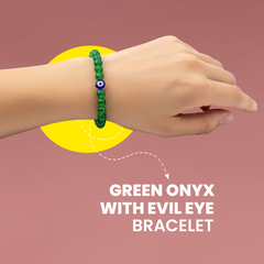 Green Onyx Evil Eye Bracelet – Career Growth, Protection & Daily Good Luck | Rudhvi