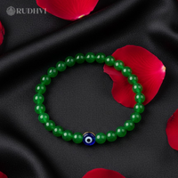 Green Onyx Evil Eye Bracelet – Career Growth, Protection & Daily Good Luck | Rudhvi