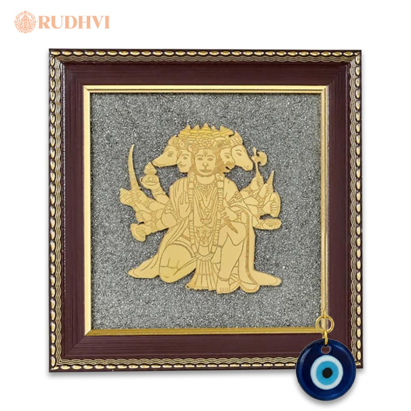 Hanuman protection frame with evil eye nazar guard-Rudhvi