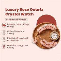  Healing crystal bracelet watch featuring natural rose quartz beads and stylish watch dial.