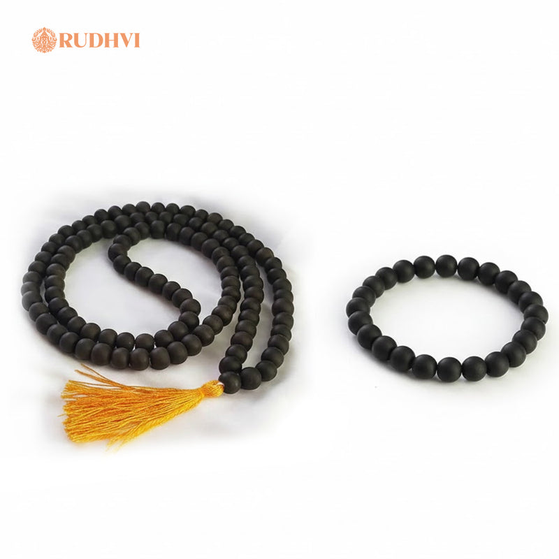 karungali mala bracelet combo on white background