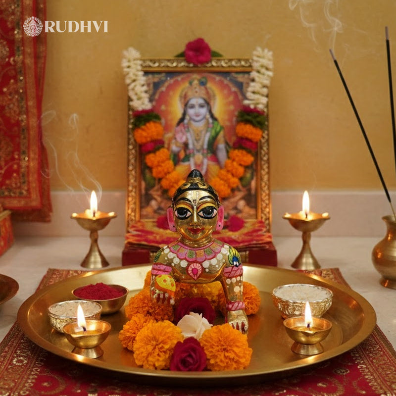 Astadhatu Laddu Gopal Murti for Home Mandir | Sacred 8-Metal Bal Gopal Idol for Puja & Vastu