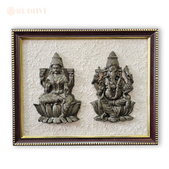 Pyrite Lakshmi Ganesh selenite frame for office prosperity