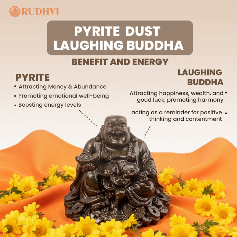 Pyrite Dust Laughing Buddha – Wealth, Happiness & Good Luck Idol | Rudhvi