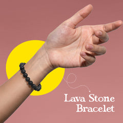 Person wearing a Rudhvi lava stone bracelet for protection