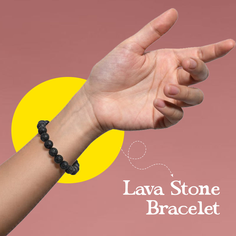 Person wearing a Rudhvi lava stone bracelet for protection