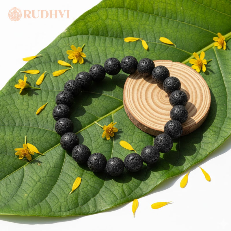 Rudhvi Lava Stone Bracelet for protection and grounding