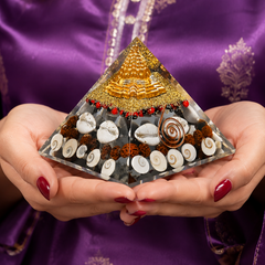 Lakshmi Yantra Pyramid with Free Raw Pyrite | Laxmi Yantra for Wealth & Vastu