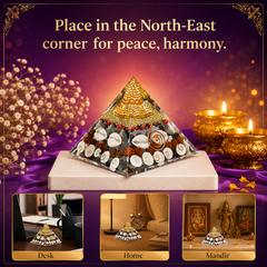 Lakshmi Yantra Pyramid with Free Raw Pyrite | Laxmi Yantra for Wealth & Vastu