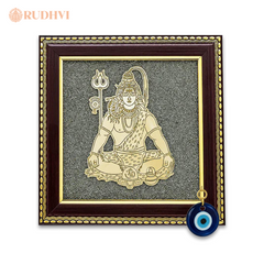 Mahadev Pyrite Frame with Evil Eye – Dual Protection on white background-Rudhvi