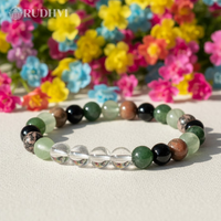 Capricorn (Makar) Zodiac Bracelet – Clear Quartz, Moss Agate, Black Tourmaline, Rhodonite & Fluorite | Rudhvi