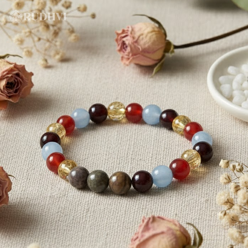 Aries (Mesh Rashi) Zodiac Bracelet – Bloodstone, Citrine, Garnet | Rudhvi™
