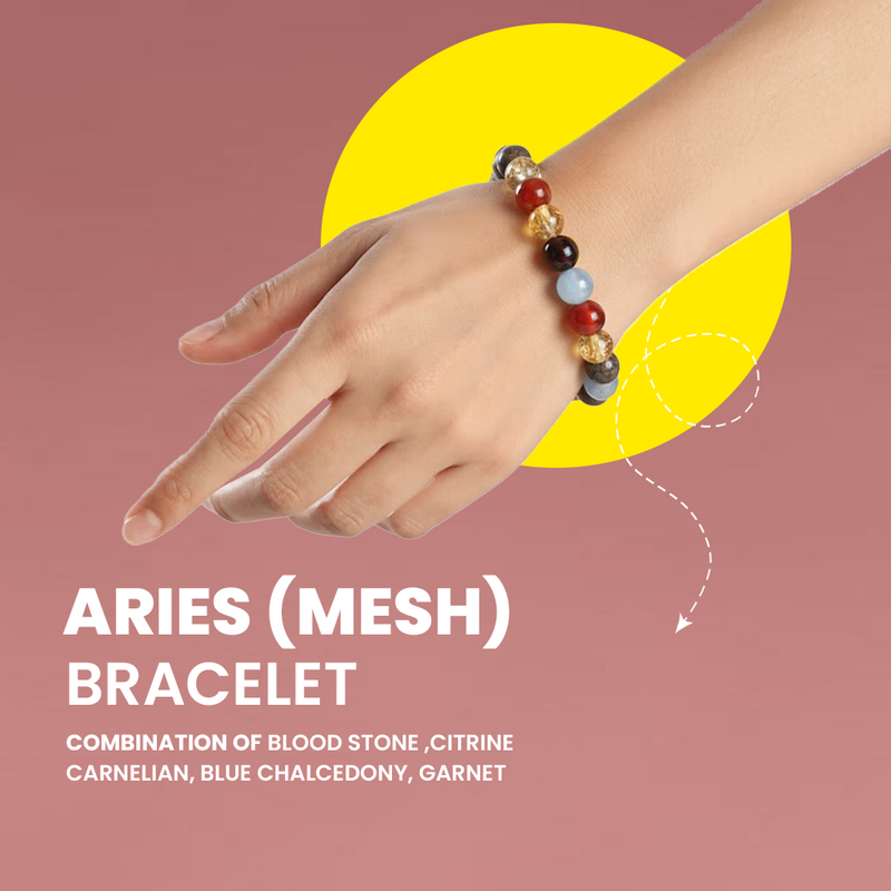 Aries (Mesh Rashi) Zodiac Bracelet – Bloodstone, Citrine, Garnet | Rudhvi™