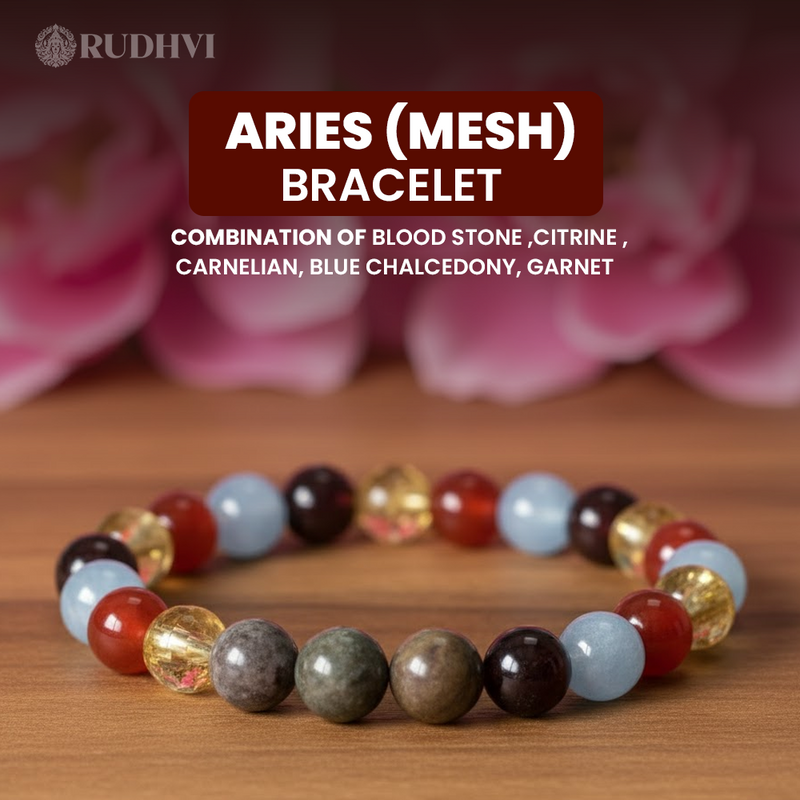 Aries (Mesh Rashi) Zodiac Bracelet – Bloodstone, Citrine, Garnet | Rudhvi™