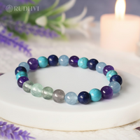 Pisces (Meen) Zodiac Bracelet – Fluorite, Blue Chalcedony, Lapis Lazuli, Turquoise & Amethyst | Rudhvi™