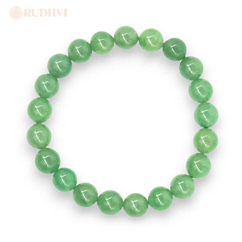 natural green aventurine bracelet on white background