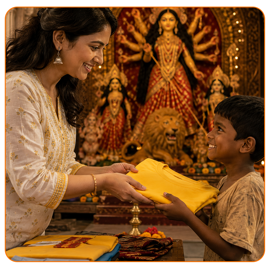 Durga Puja Kapda Daan for Underprivileged Children