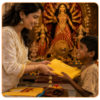 Durga Puja Kapda Daan for Underprivileged Children