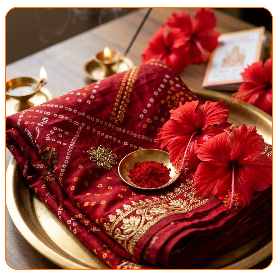 Red Saree Chunri