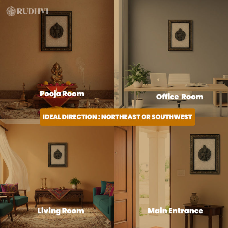 Premium Panchamukhi Hanuman pyrite selenite wall frame for spiritual decor