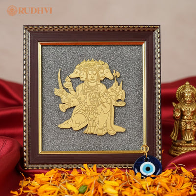 Panchmukhi Hanuman Pyrite Frame with Evil Eye – Dual Protection-Rudhvi