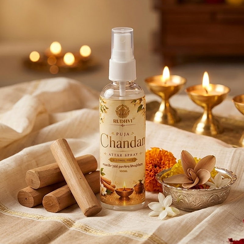 Rudhvi Puja Chandan Attar Spray 100ML for Puja Room & Meditation