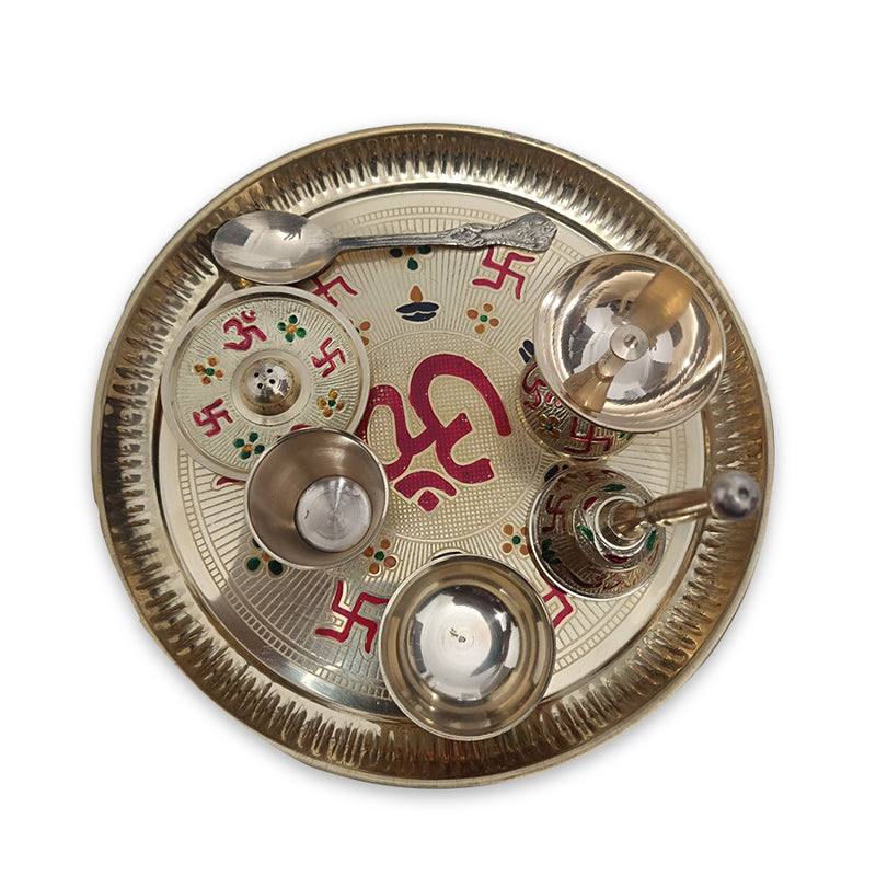 Brass Puja Thali Set (7-Piece Traditional Puja Essentials) | Rudhvi