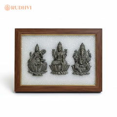 Pyrite Lakshmi Ganesh Saraswati with selenite energy cleansing frame