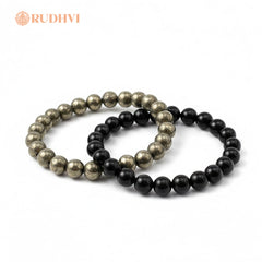 2. Pyrite and Obsidian Wealth Bracelet for Money Luck & Energy Protection-Rudhvi