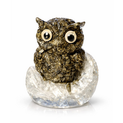 Close up of Pyrite Owl crystal showing natural stone texture