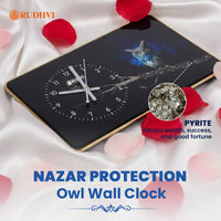 Rudhvi™ Nazar Protection Owl Wall Clock – Wealth & Aura Shield Decor